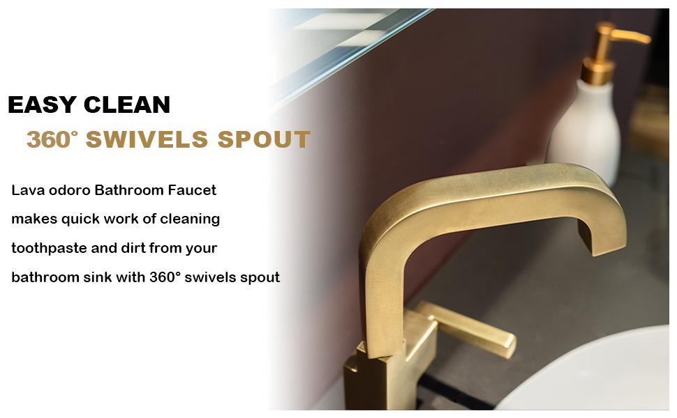 ぅオラー（Water）様 Lava Odoro Gold Bathroom Faucet Single Handle, Brushed Gold