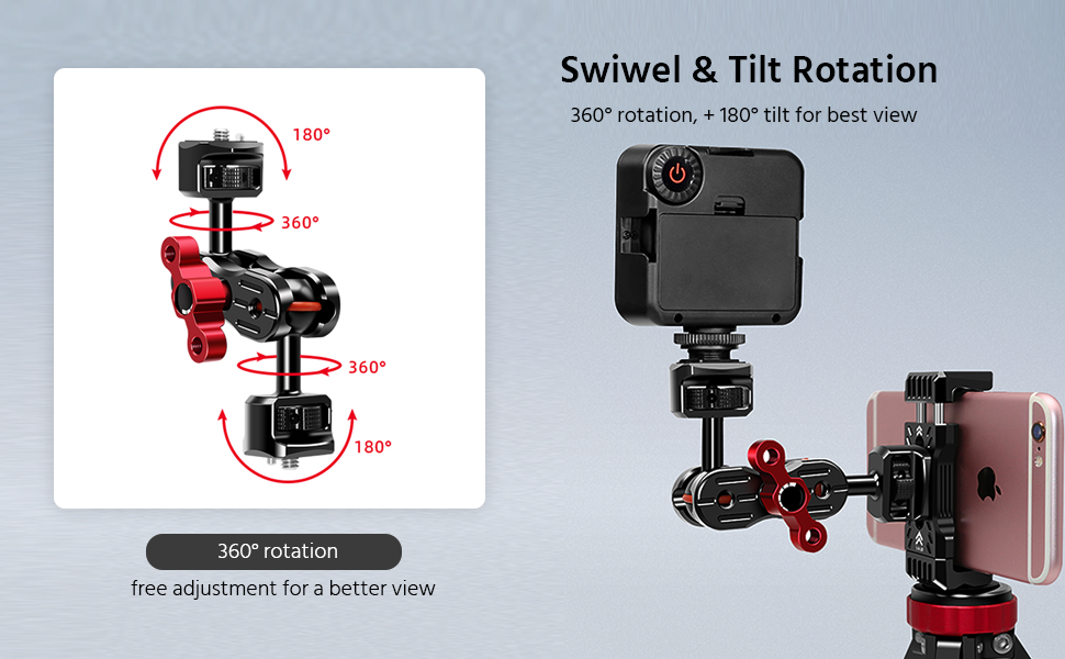 MOSHUSO T130 Aluminum Camera Field Monitor Mount Articulating Magic Arm, with 1/4