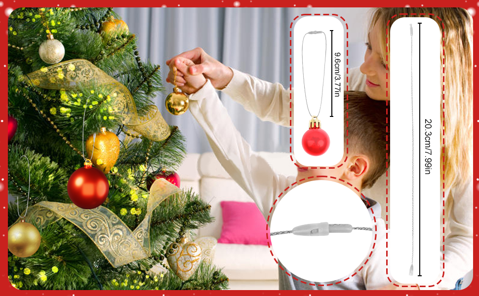 DIYASY 300Pcs Christmas Ornament String Hangers, Silver Ornaments Hooks