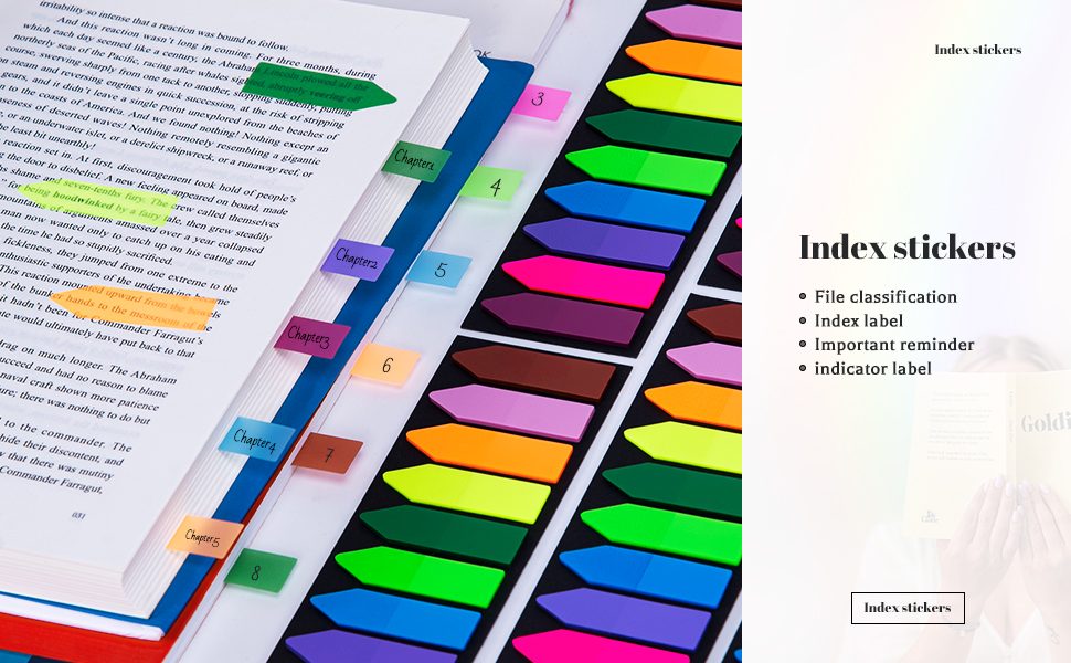 Golcellia 1200 Pieces Sticky Tabs Page Markers, Book Tabs