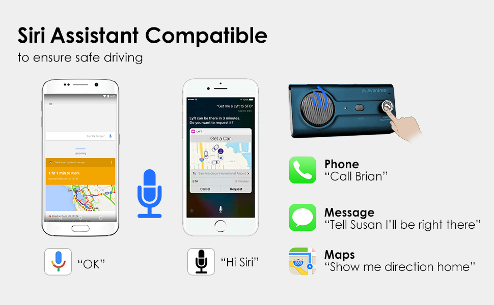 Avantree CK11 Bluetooth 5.0 Hands Free Cell Phone Car Kit, 3W Loud