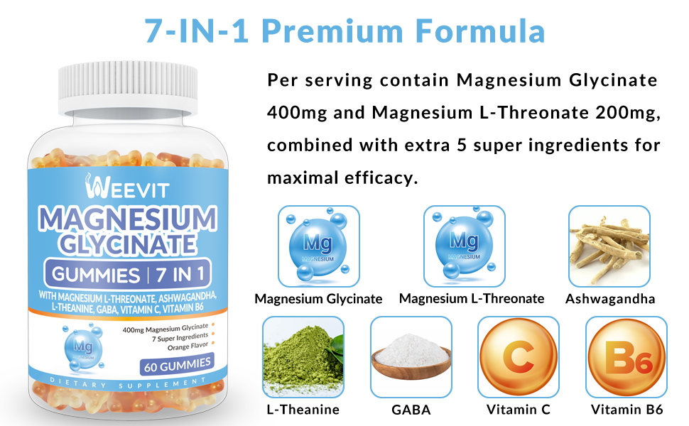 Magnesium Glycinate Gummies 400mg with Magnesium L
