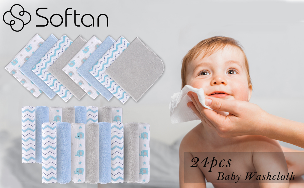 softan Baby Washcloths, 24Pack Baby Towels and Washcloths Extra Soft