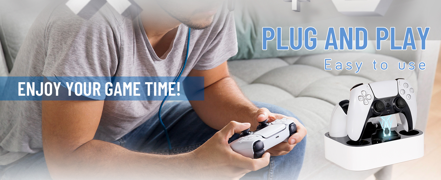 Mcbazel PS5 Controller Charging Station,Fast Charger Dock for PlayStation 5 DualSense Controller Charging Docking Station with LED Light Indicators/Fast Charging/Tri-protection/Dual Chargers 17 PS5 Controller Charging Station