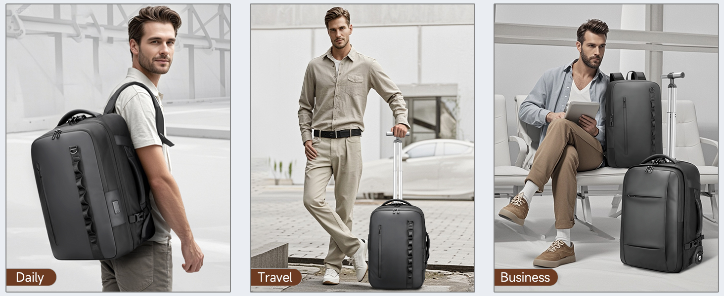 Carry on Luggage 50L backpack with wheels for travel,Business and Commuting