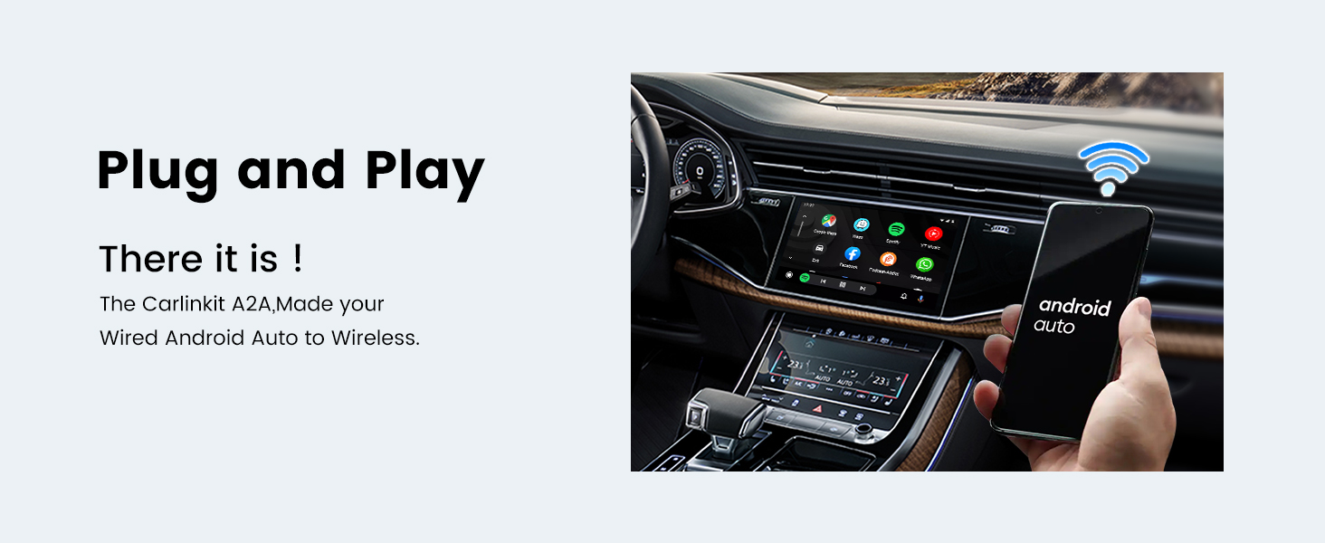 CarlinKit Wireless Android Auto Adapter,Direct Plug,Easy Setup,Instant