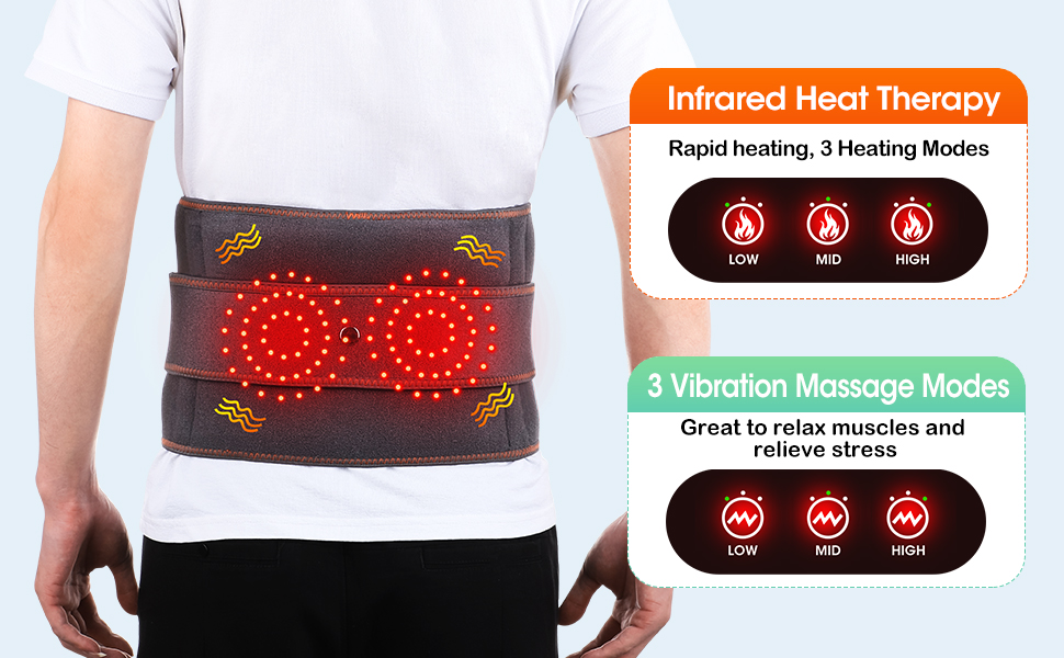 Electric Heating Pad for Waist, Cordless Heated Back Belt Abdomen