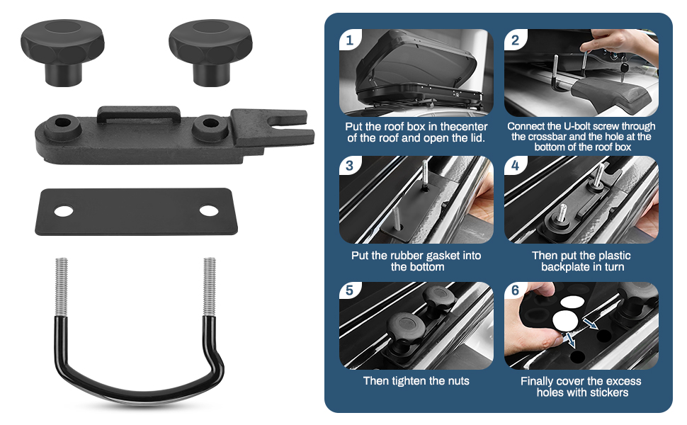 4 PCS Universal Roof Box U Bolt Clamps, Color You U Clips Rooftop Cargo
