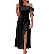 BeryLove Women's Formal Elegant Wedding Guest Dresses One Shoulder A Line Maxi Cocktail Slit Dress