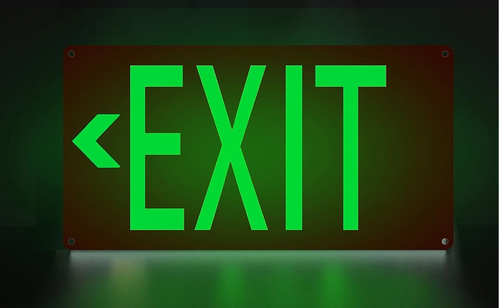 Photoluminescent Exit Sign Aluminum - Glow In The Dark Exit Sign 