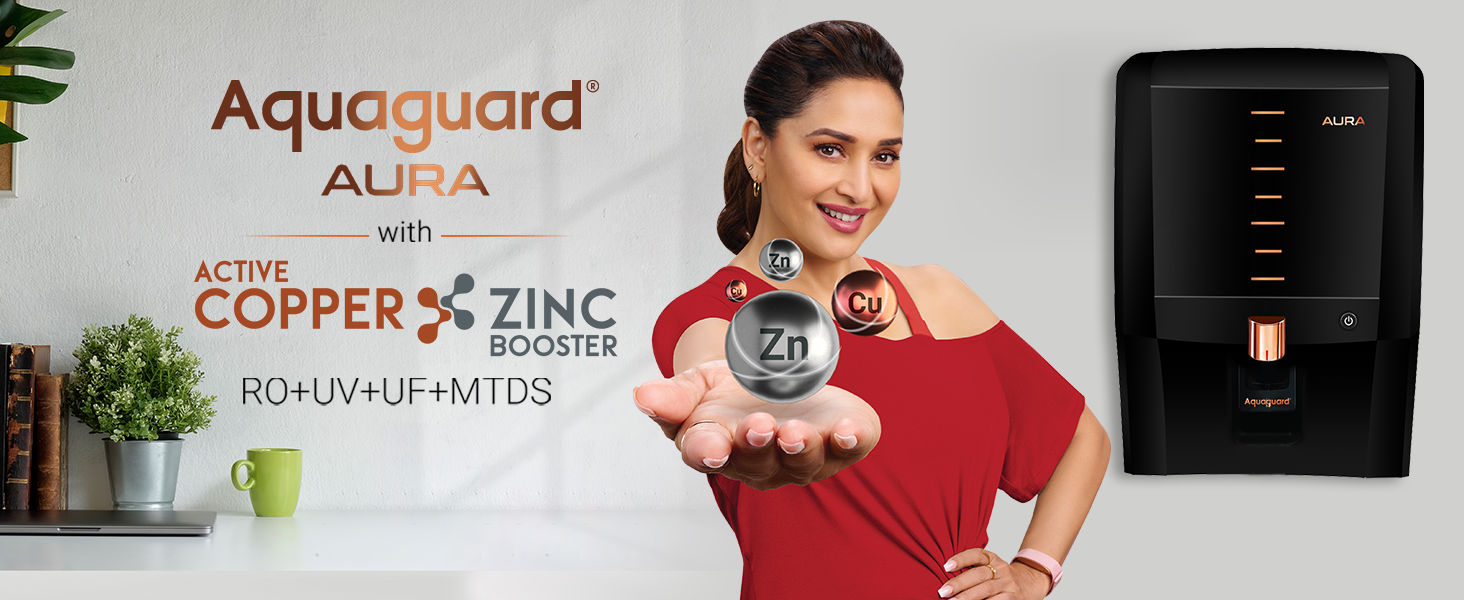 Aquaguard Aura RO+UV+UF+Taste Adjuster(MTDS) with Active Copper & Zinc