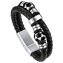GARNI ブラックレザー編み込みブレスレット GARNI 編み込みレザーブレスレット - メルカリ