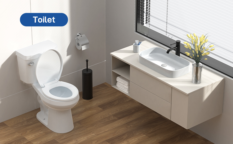 TwoPiece Elongated Toilet 17” PressFlush Elongated, With Under
