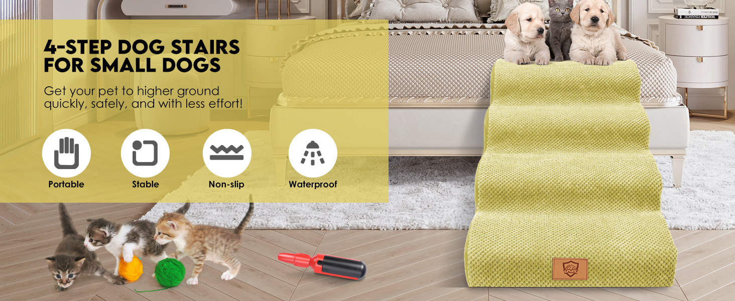 Myiosus Dog Stairs for Small Dogs, Foam Dog Steps for Bed Sofa with