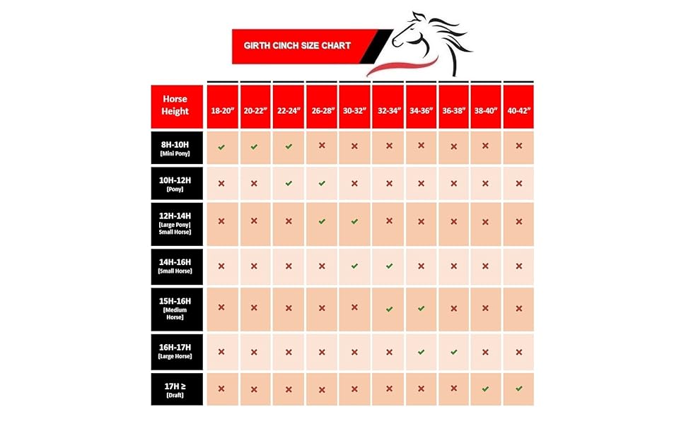 Girth Cinch Size Chart