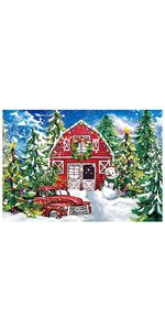 Christmas Forest Farmhouse Barn Party Backdrop