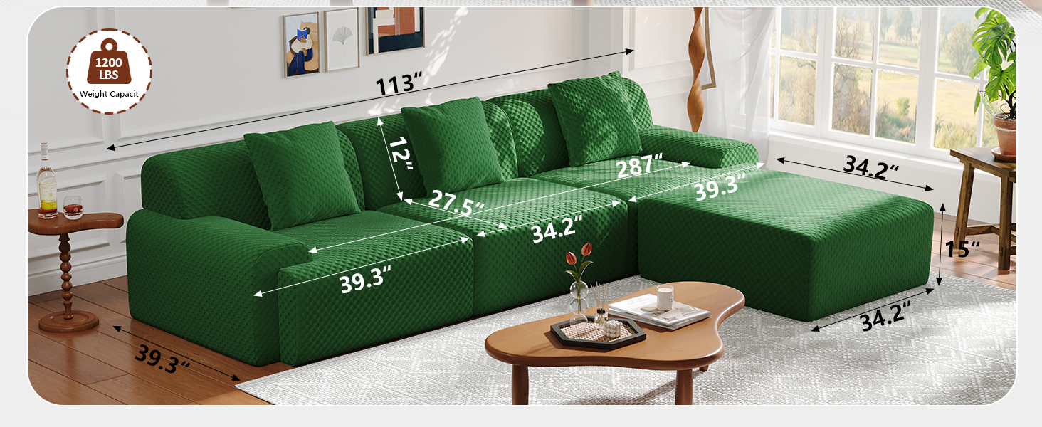 113" Modular Sectional Sofa