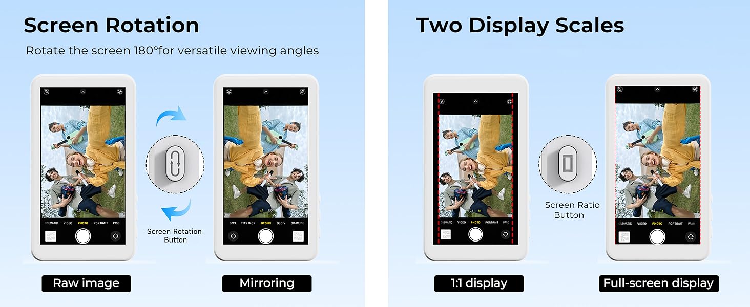 Vlog Selfie Monitor Screen for iPhone 17 Series  and Android
