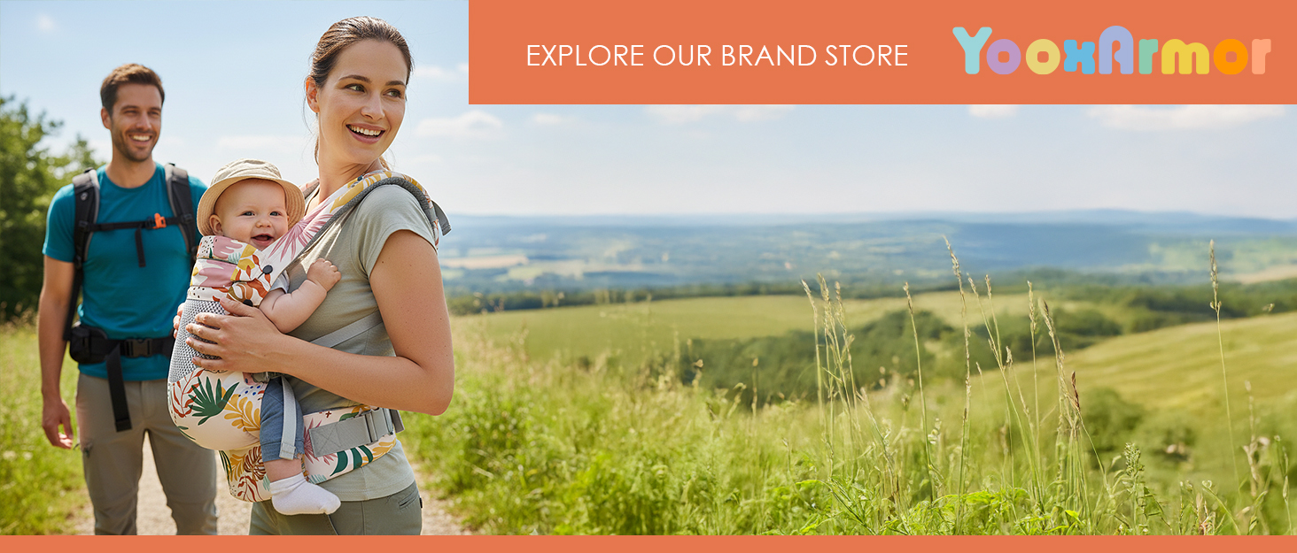 Text reads 'EXPLORE OUR BRAND STORE' and 'Yogaform'. Marketing banner showing people outdoors in a sunny hillside setting, emphasizing active lifestyle and nature.