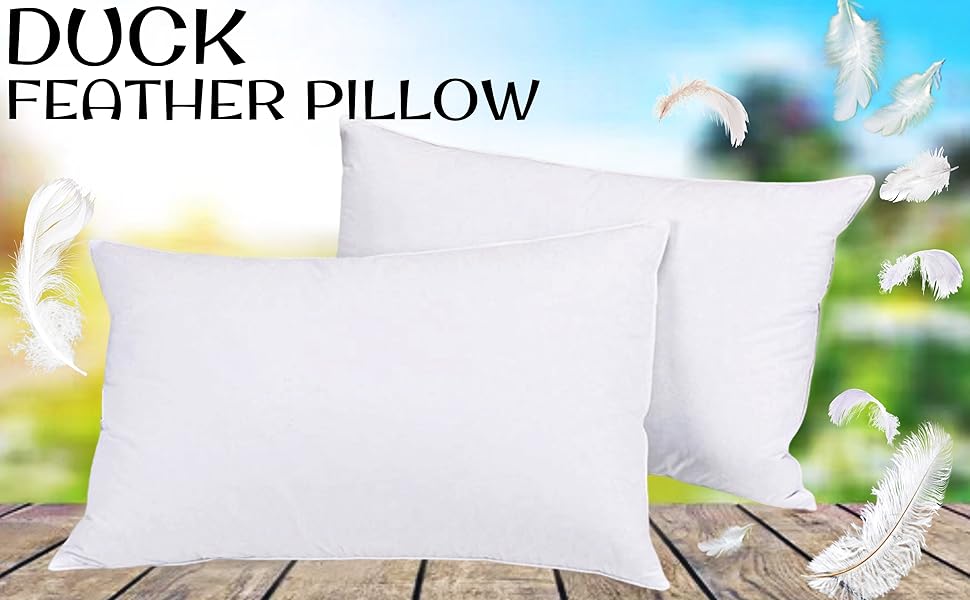 4All 1200gsm Duck Feathers Pillows Pack of 2 Hypoallergenic Support Hotel Down Pillow for Head