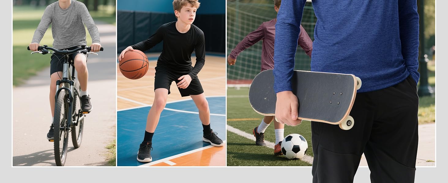 HXP 5 Pack Boys Long Sleeve Shirts Youth Dry Fit Shirts Boys' Activewear Athletic Performance T-Shirts Clothes 6-18 Years 24 boys long sleeve athletic shirts