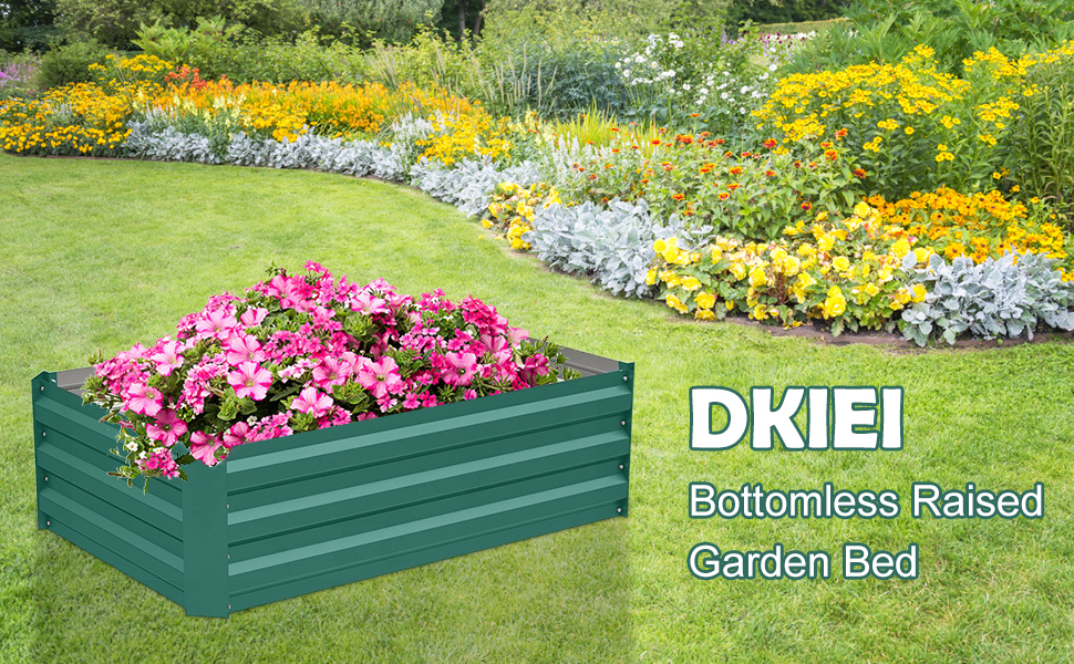 DKIEI Raised Beds Garden Raised Planters, Galvanised Steel Powder
