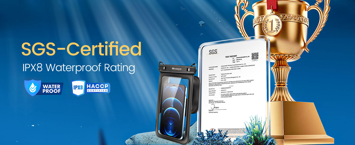 Waterproof phone cover with easy access and touch-screen functionality, suitable for swimming, boating, and snorkeling