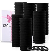 LuSeren 120PCS Black Hair Ties for Thick Hair – Seamless No Damage Elastic Ponytail Holders, Blac...