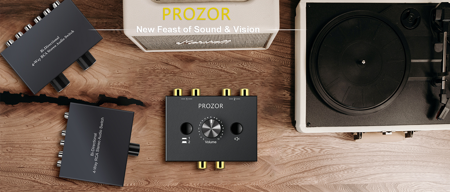 PROZOR RCA Audio Switcher 2(1)In1(2)Out Bidirectional RCA Speaker