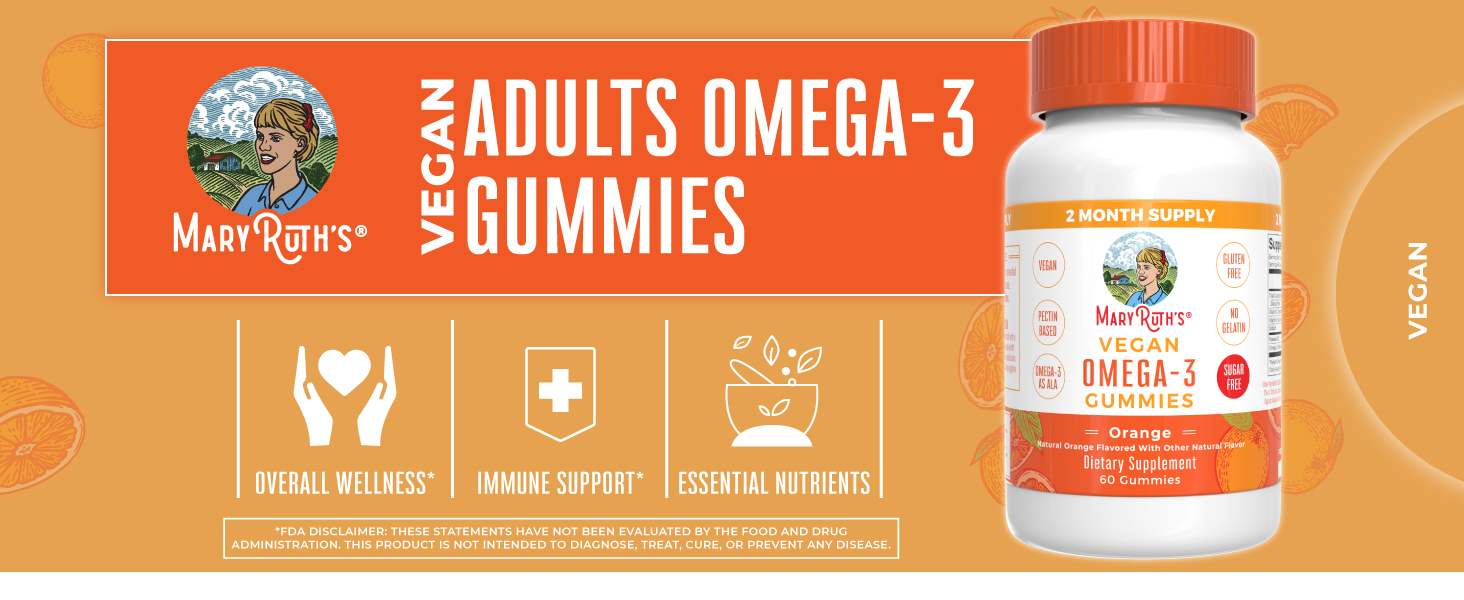 Adult Omega 3 Gummies, Orange, 60 ct