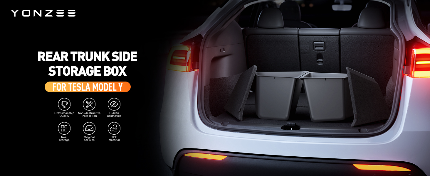 YONZEE Rear Trunk Organizer Storage Box for Tesla Model Y(5