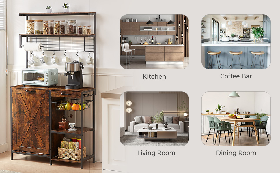 Tatub Farmhouse Coffee Bar with Trash Can Storage & Coffee