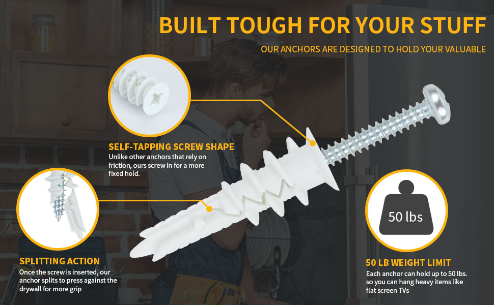 300 PCS Dry Wall Anchors, Self Drilling Wall Anchors and Screws for