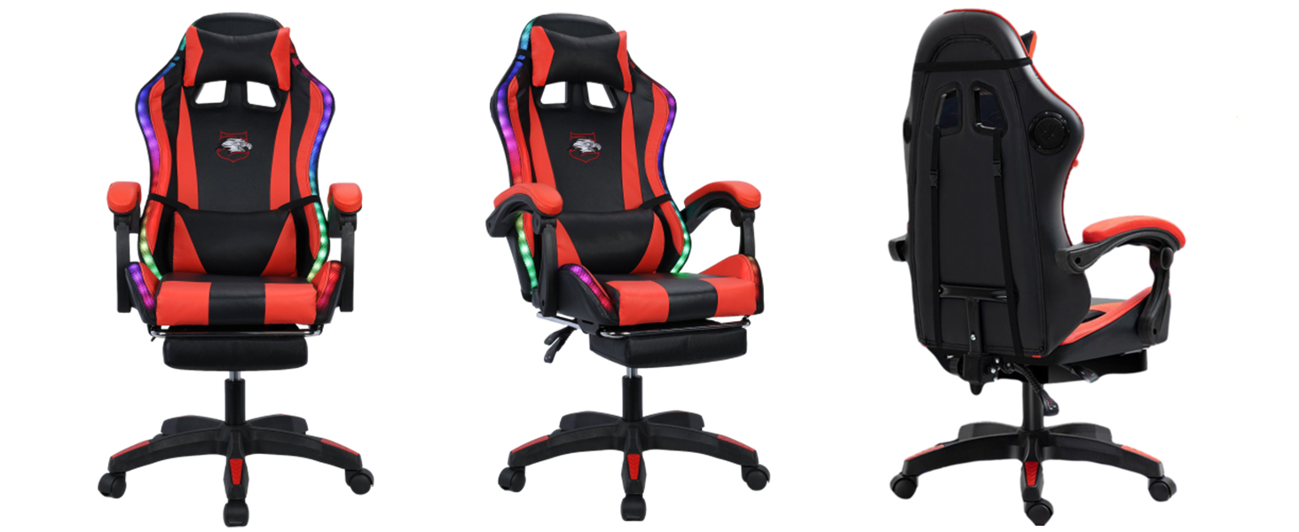 RGB Gaming Chair with Bluetooth Speakers and LED Lights