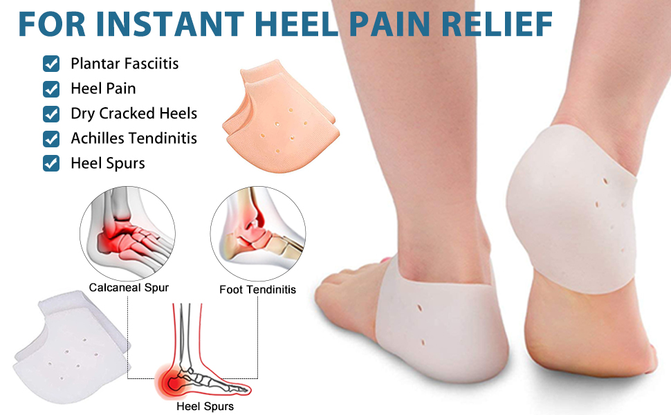 heel protector silicone gel heel pad for socks women pain relief men liner cups moisture