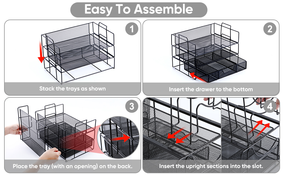 Tiered Desk Organizer Paper Tray