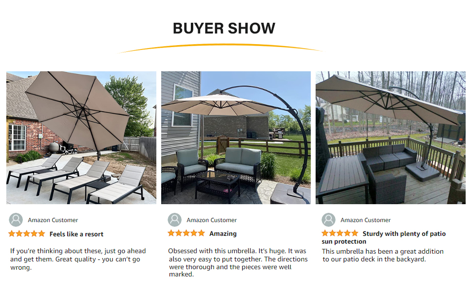 LAUSAINT HOME Outdoor Patio Umbrellas, 11FT Outdoor