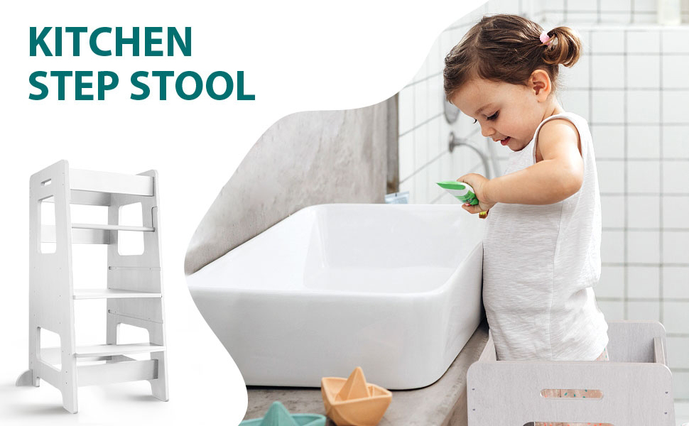 WOOD CITY Kids Kitchen Step Stool
