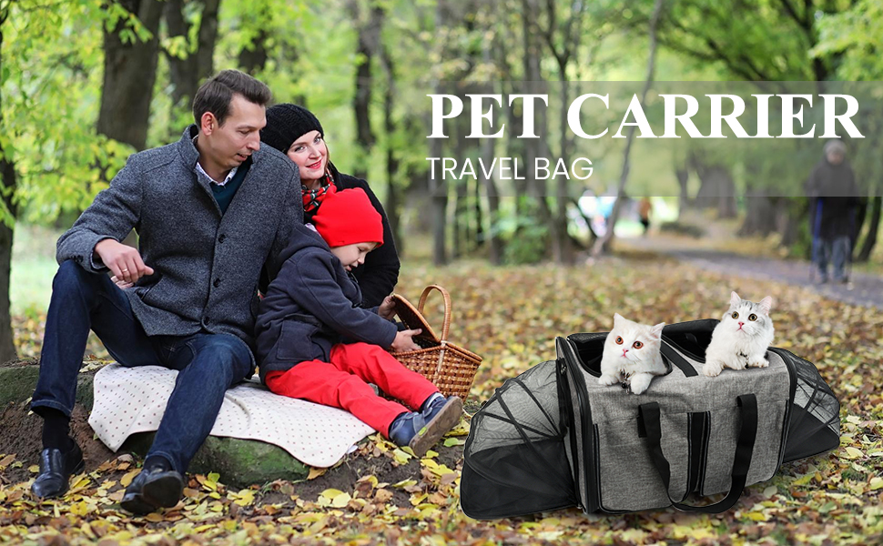 Furryilla Expandable Soft Sided Pet Carrier for 2 Cats/Dogs, Large