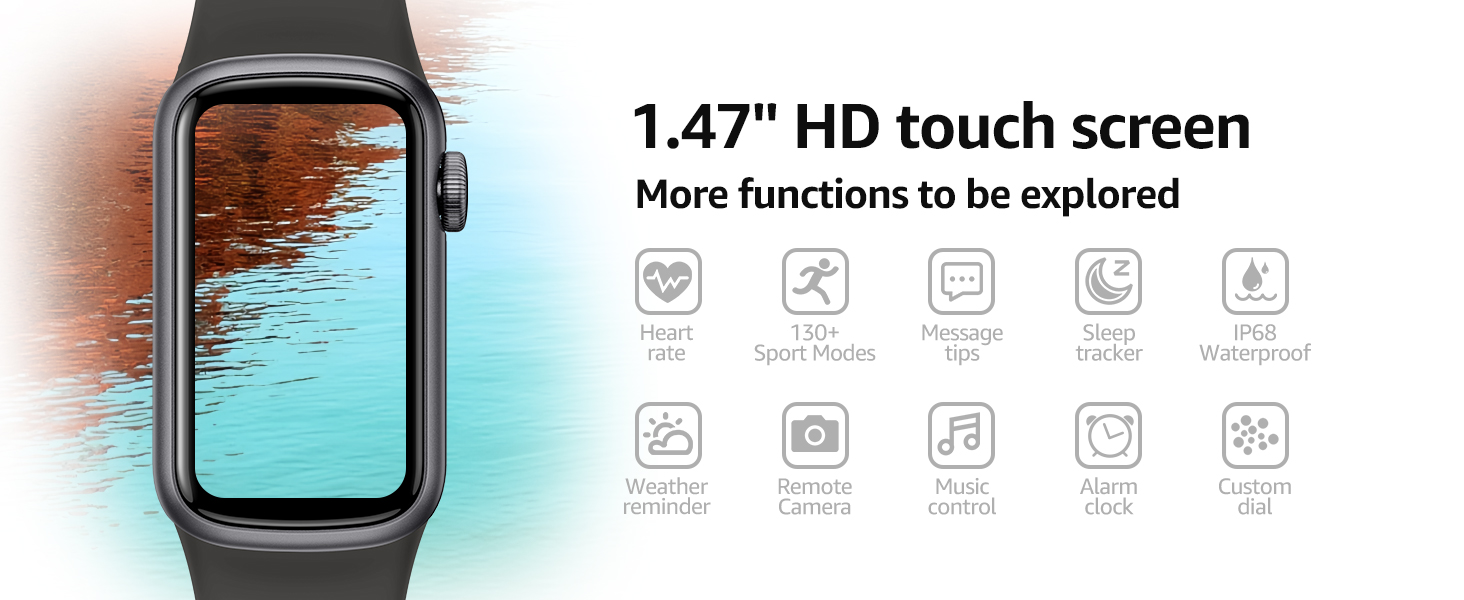 ASWEE Smart Watch for Men Women Kids Fitness Tracker 1.47 Touch Screen