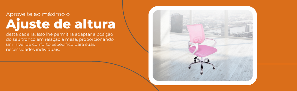  Cadeira de Escritório Begonia Tela Mesh Ergonômica Rosa 