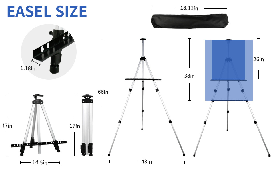 ORIKUA Artist Easels,Canvas Holder Stand for Display,66" Sturdy Aluminum Tripod