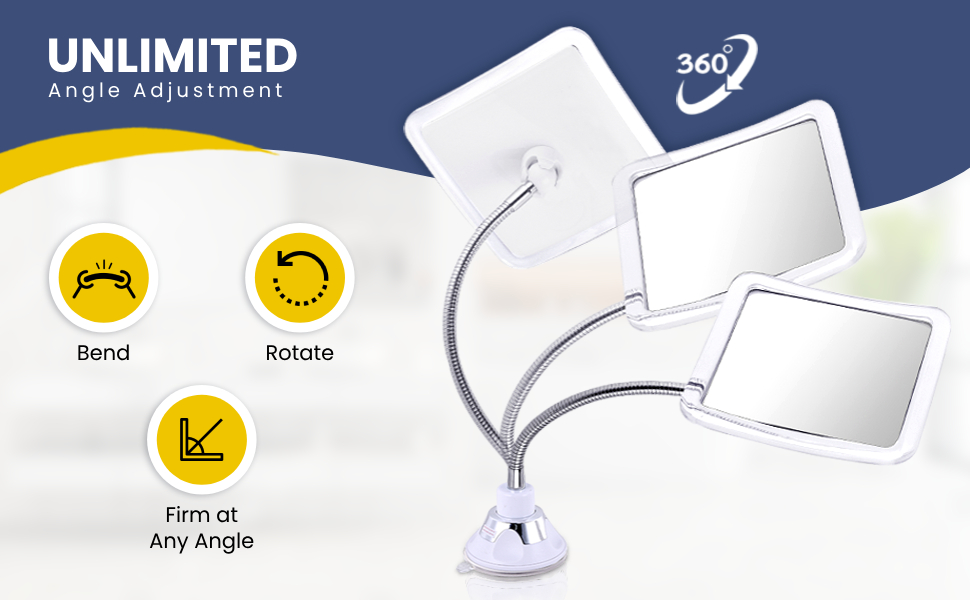 MIRRORVANA Flexible Fogless Shower Mirror for Shaving with Height Adjustable Gooseneck, 360