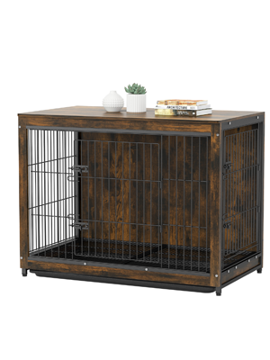 Gabbia Casetta Per Cani In Legno Metallo Taglia Media Casse Di Mobili Per Cani, Marrone Vintage 80,5x59x70cm 13 recinto per cani recinto per cani da esterno recinto cani cane kennel box per cani da interno