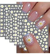 6Sheets Daisy Nail Art Stickers,Floral Daisy Nail Decals Spring Summer 3D Self-Adhesive Nail Art ...