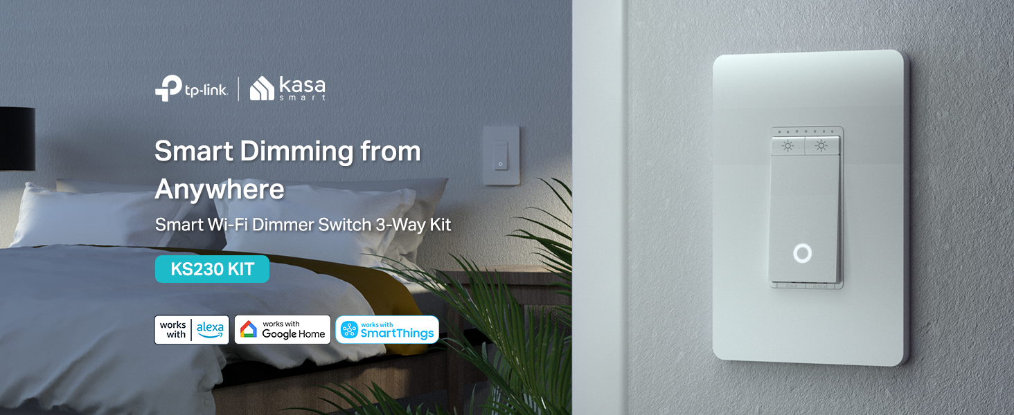 Kasa Smart 3 Way Dimmer Switch KIT, Dimmable Light Switch Compatible