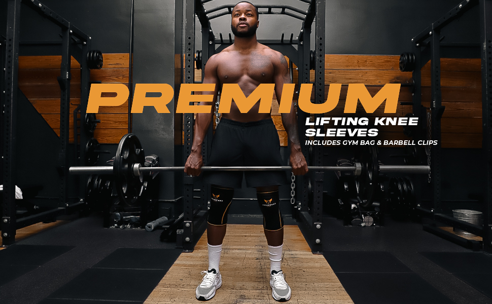 Weightlifting Knee Sleeves Set Includes Gym Bag and