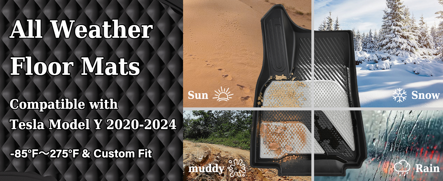 Coverado Floor Mats for Tesla Model Y, 5Seat 2024 2023