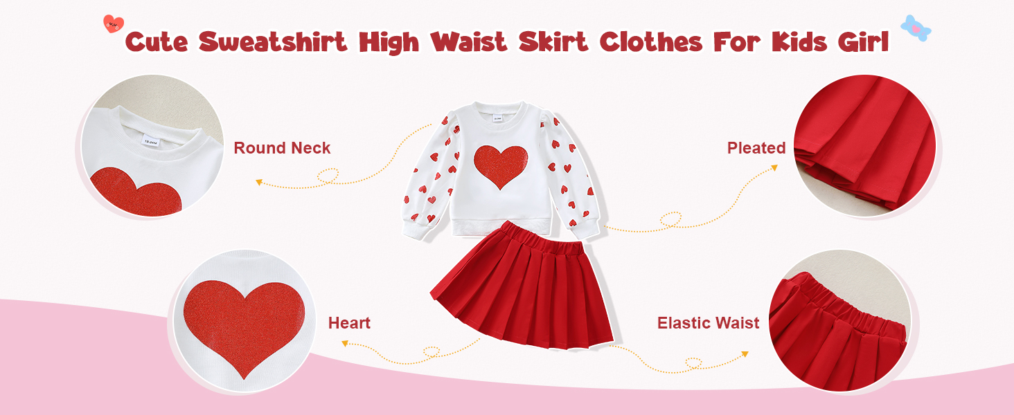 Cute Sweatshirt High Waist Skirt Clothes For Kids Girl