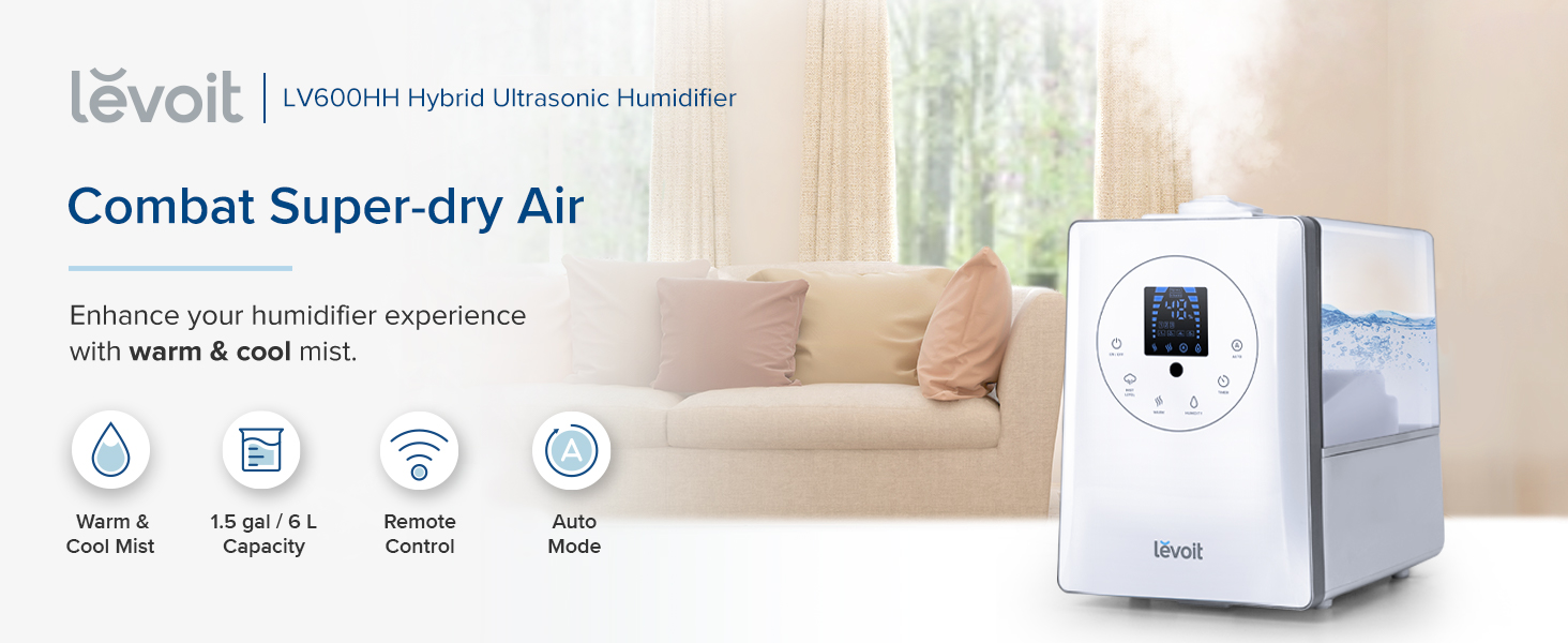 LEVOIT Humidifiers for Bedroom Large Room 6L Warm and Cool